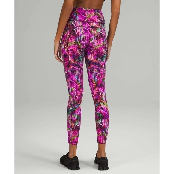 Lululemon Fast and Free High-Rise Hyper Flow Pink Tight 25" - Picture 3 of 4